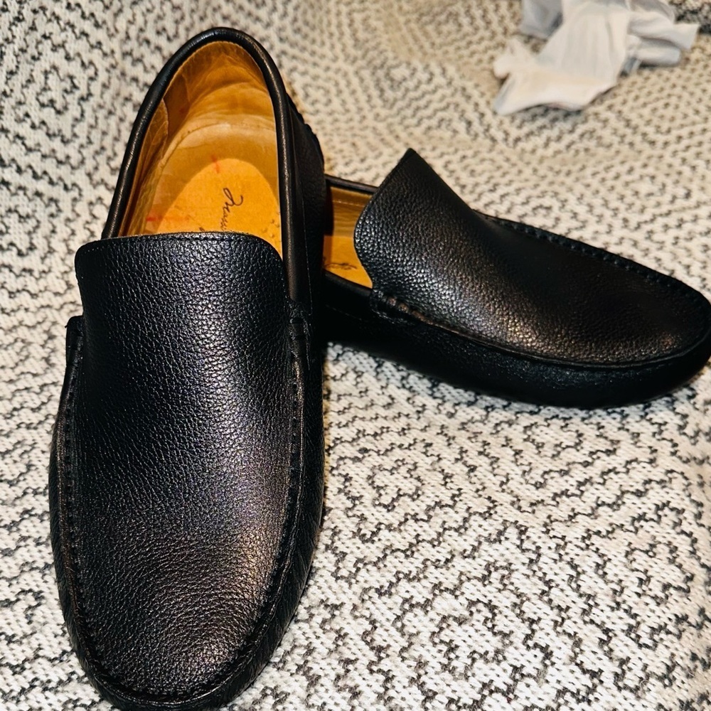 Massimo Matteo Dark Blue Pebble Grain Driving Shoe.